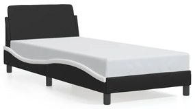 373103 vidaXL Cadru de pat cu tăblie negru și alb 90x190 cm piele artificială