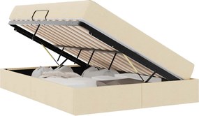 vidaXL Pat cu saltea și spațiu de depozitare Crem 140 x 190 cm