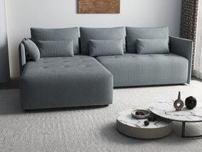 Colțar extensibil dumonde cu ladă de depozitare si sezut confortabil din spuma high-density, Malta Zoom Grey 235x185 cm