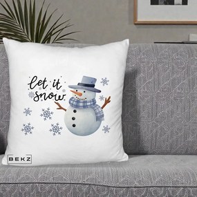 Perna Decorativa Let It Snow Om de Zapada, 40x40 cm, Alb Pufos, Husa Detasabila, Perna Inclusa, BEKZ®