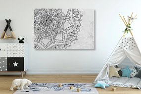Tablou Mandala în motiv de iarnă în design alb-negru