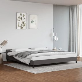 347523 vidaXL Cadru de pat cu tăblie, gri, 200x200 cm, piele ecologică