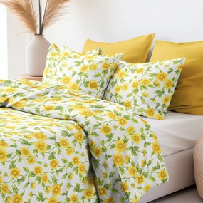 Goldea lenjerie de pat 100% bumbac - floarea-soarelui 140 x 200 și 50 x 70 cm