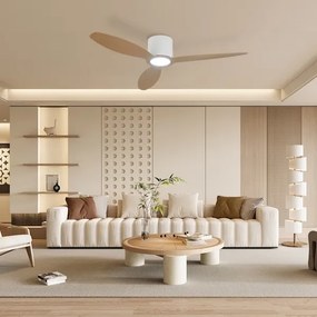 ZEVENTI - Ventilator de tavan VENTORA LED/24W/230V Wi-Fi Tuya alb/stejar + telecomandă