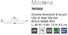 Aplica perete LED pentru baie IP44 Modena 12W NVL-787003