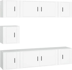 vidaXL Set dulap TV, 7 piese, alb, lemn prelucrat