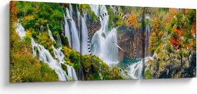 Tablou - Parcul Național Lacurile Plitvice (cu ceas) (90x30 cm)