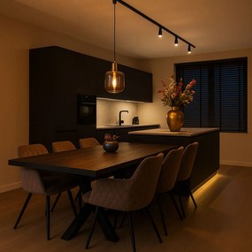 Lampă suspendată inteligentă neagră cu auriu și sticlă fumurie, inclusiv Wi-Fi G95 - Zuzanna