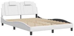 3208083 vidaXL Cadru de pat cu tăblie, alb, 120x200 cm, piele ecologică