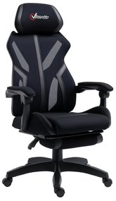 Vinsetto Scaun Gaming cu Suport pentru Picior Retractabil Scaun de Birou Rotativ Reclinabil cu Suport pentru Cap și Înălțime Ajustabilă 65x65x119-129 cm Negru | Aosom Romania