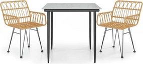 vidaXL Set mobilier de grădină, 3 piese, poliratan