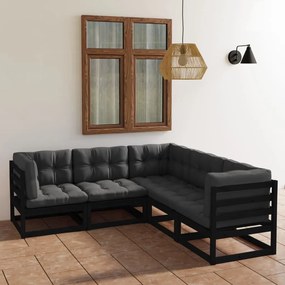 vidaXL Set mobilier grădină cu perne, 5 piese, lemn masiv pin