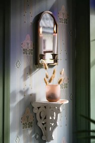 Aplică de perete vintage cu oglindă și suporturi pentru lumânări, alamă antichizată, „Wall Sconce Mirror"