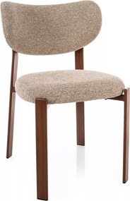 Scaun lemn tapitat Rin D 253 bej/nuc - H79 cm