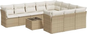 vidaXL Set canapele de grădină cu perne, 11 piese, bej, poliratan