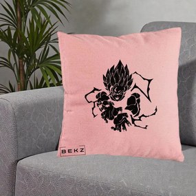 Perna Personalizata Dragon Ball Goku Super Saiyan Silueta, 40x40 cm, Roz, Husa Detasabila, Perna Inclusa, BEKZ®