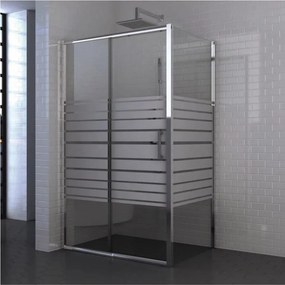 Cabina de dus patrata Inter Ceramic cu usa glisanta 100x100 cm crom lucios - transparent cu linii
