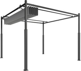 Outsunny Pergolă aprox. 3x3 m Pergolă independentă cu acoperiș rabatabil, pad magnetic, stâlp 8 cm rezistent UV | Aosom Romania