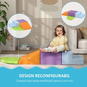 HOMCOM Set 4 Blocuri Moi pentru Copii 1-3 Ani, Spumă și Piele PU, Jucării de Cățărat, Multicolor | Aosom Romania