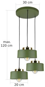 Lampă suspendată pe cablu IGNIA, 3xE27/60W/230V, verde