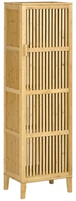 HOMCOM Mobilier de depozitare din bambus cu rafturi și ușă cu design cu lamele pentru baie, dormitor, salon 40 x 30 x 140 cm | Aosom Romania