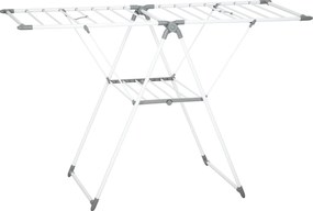 HOMCOM Uscător de Rufe cu 2 Niveluri Reglabil pe 4 Înălțimi Diferite, Uscător din Metal și Plastic, 156.5x61.5x97 cm, Alb | Aosom Romania