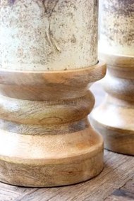 Suport pentru lumânare cu decor din flori uscate, H28 cm, "Antique Mocca"