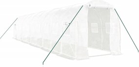 vidaXL Seră cu cadru din oțel, alb, 20 m², 10x2x2 m