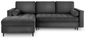 Colțar extensibil din catifea cu șezlong stânga Milo Casa Santo, gri închis