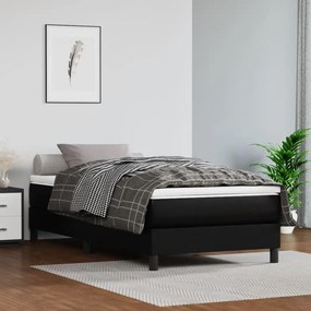 vidaXL Pat box spring cu saltea, negru, 80x200 cm, piele ecologică