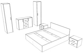 Set haaus V5, Pat 200 x 140 cm, Stejar Alb/Antracit