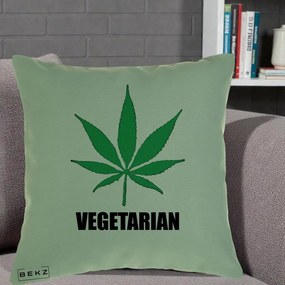 Perna Decorativa Vegetarian cu Frunza, 40x40 cm, Verde, Husa Detasabila, Perna Inclusa, BEKZ®