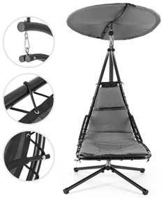 DAHLIA NOBLE GREY, șezlong balansoar, 200 cm, parasolar, poliester, oțel