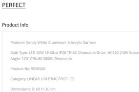 Plafoniera LED moderna design slim PERFECT 60cm alba 3000K Dimmable