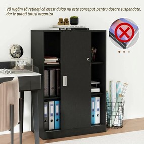 HOMCOM Dulap de Birou 3 Rafturi cu Încuietoare și 2 Chei de Securitate 80x40x120 cm Negru | Aosom Romania