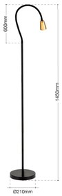 Orion - Lampă de podea flexibilă DOTTY 1xGU10/10W/230V negru/alamă