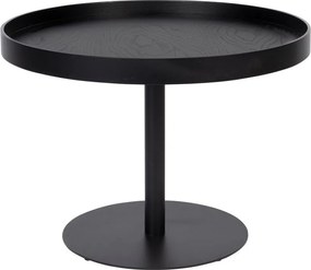 Măsuță de cafea neagră rotundă cu blat cu aspect de lemn de stejar ø 56 cm Yuri M – White Label