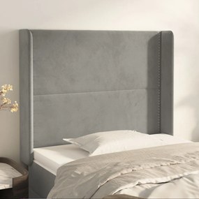 vidaXL Tăblie de pat cu aripioare gri deschis 93x16x118/128 cm catifea