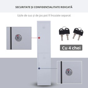 Dulapior Haine din Otel 4 Rafturi 2 Usi cu Inchidere de Siguranta, Gri, 38x46x180cm Vinsetto | Aosom Romania