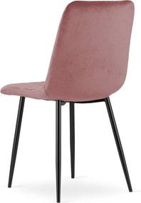 Scaun bucatarie LAVA din catifea roz cu picioare negre