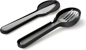 Set de tacâmuri de călătorie negru/argintiu din oțel inoxidabil 3 buc. To Go – Lékué