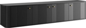 Comodă TV suspendată Vesper 4D 187 cm - negru / mânere aurii