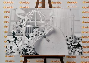 Tablou natura moartă romantică în stilul vintage în design alb-negru