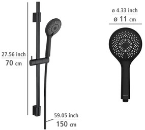 WENKO 25453100 - Set de duș WaterSaving System, 70 cm, negru