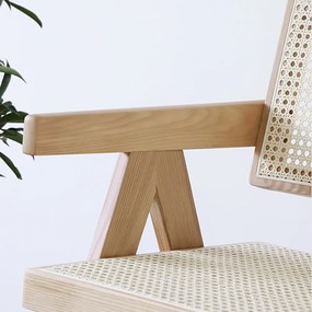 Scaun de bucatarie aspect lemn cu cotiera in stil japandi - 1 buc. Deprimo 77133316638 by Deprimo