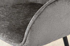 Set de 2 scaune pivotante, Metal Negru, Chenille Gri, AVIGNON A-46469 VC