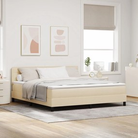 vidaXL Pat cu arcuri cu saltea crem 180x200 cm Țesătură
