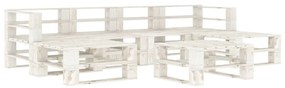3052175 vidaXL Set mobilier de grădină din paleți, 7 piese, alb, lemn