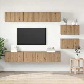 vidaXL Set comodă TV 8 pcs stejar artizanal 60 x 30 x 30.5 cm
