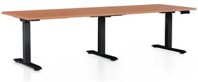 Masa inaltime reglabila OfficeTech Long, 240 x 80 cm, bază neagră, cireașă